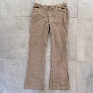 Eddie Bauer 14T Womens‎ Curvy Trouser Tan Corduroy Wide Leg Pants Stretch Cotton